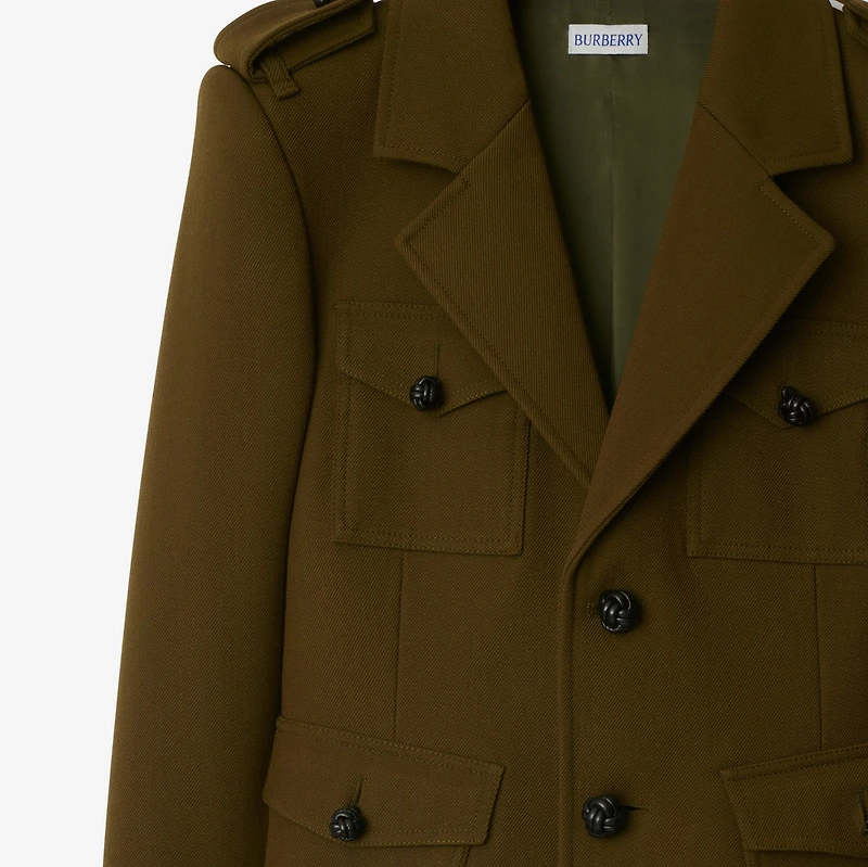 Nylon Wool Blend Tailored Jacket in Furrow - Women | Burberry® Official