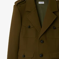 Nylon Wool Blend Tailored Jacket in Furrow - Women | Burberry® Official