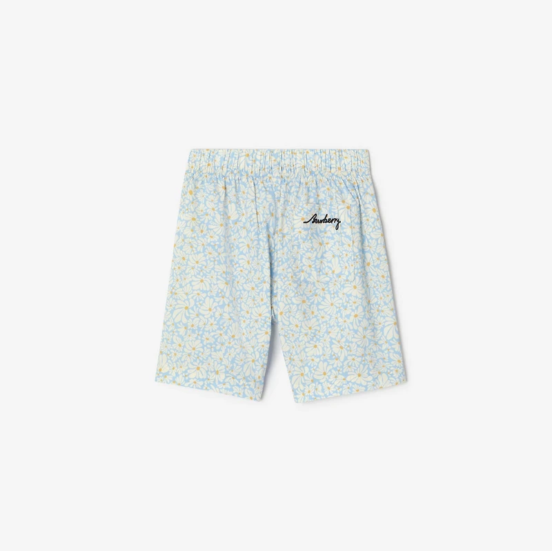 Daisy Cotton Poplin Shorts in Misty blue | Burberry® Official