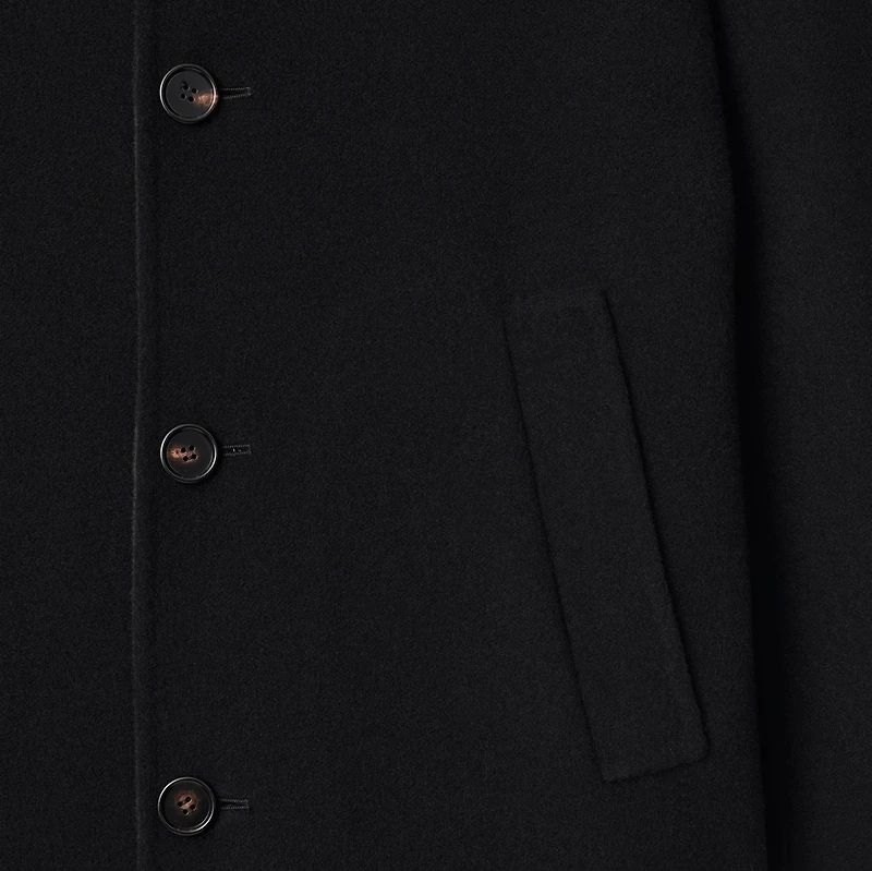 Mid-length Wool Car Coat in Black/snug brown - Men | Burberry® Official