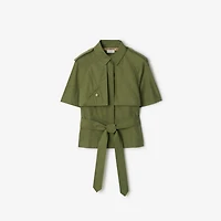 Cropped Cotton Poplin Trench Shirt in Pasture green - Women | Burberry® Official