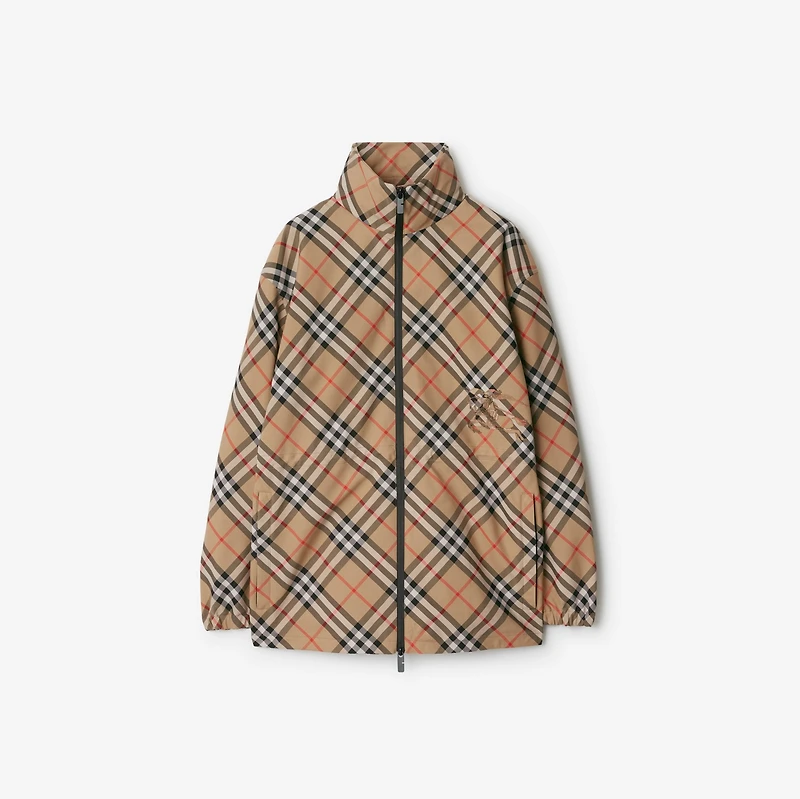 Check Jacket in Sand - Women, Nylon | Burberry® Official