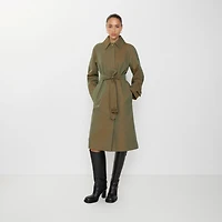 Long Gabardine Car Coat in Bright olive - Women, Cotton Gabardine | Burberry® Official