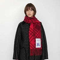 Check Cashmere Scarf in Oxblood red | Burberry® Official