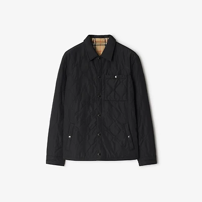 Reversible Quilted Nylon Overshirt in Black