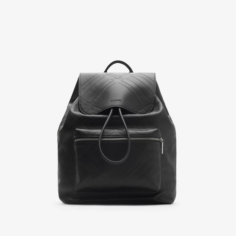 Embossed Check Backpack in Black - Men | Burberry® Official