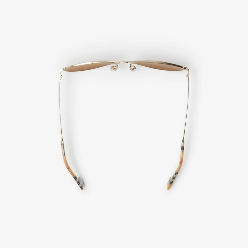 Check Detail Aviator Sunglasses in Light brown - Women | Burberry® Official