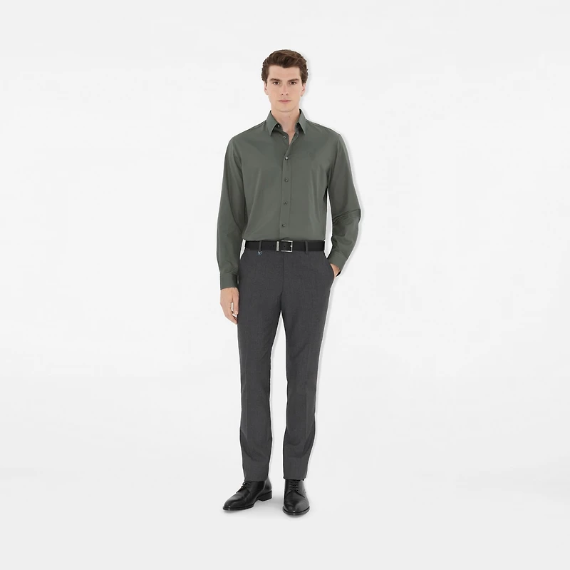 Leather Engraved Check Belt in Black - Men | Burberry® Official