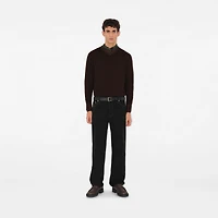 Check Leather Belt in Black - Men | Burberry® Official
