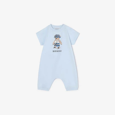 Beach Bear Cotton Playsuit in Cloud blue - Children | Burberry® Official