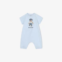 Beach Bear Cotton Playsuit in Cloud blue - Children | Burberry® Official