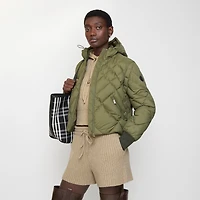 Check-stitch Nylon Delley Puffer Jacket in Pasture green - Women | Burberry® Official
