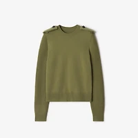 Check Epaulette Wool Cashmere Blend Sweater in Wreath - Women | Burberry® Official