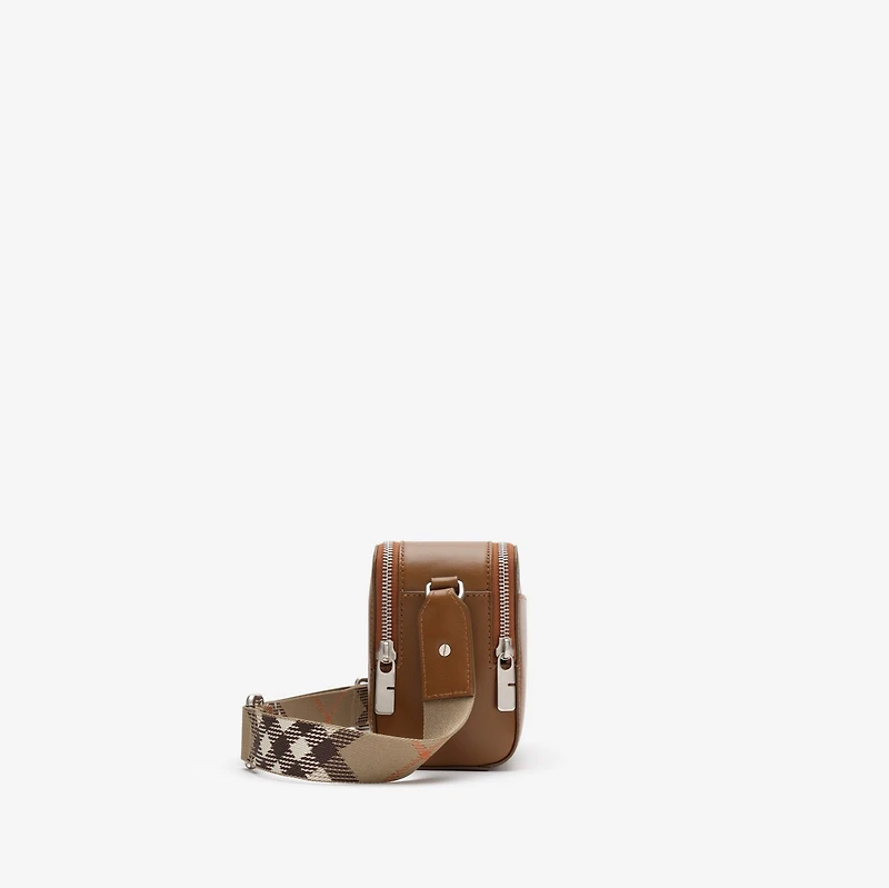 Pop Check Crossbody Bag in Finch brown/hazel brown - Men, Leather | Burberry® Official