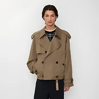Cropped Gabardine Trench Jacket in Clay brown - Men | Burberry® Official