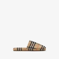 Check Wool Blend Slippers in Sand beige - Men | Burberry® Official
