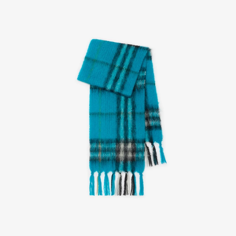 Check Mohair Wool Scarf in Hyacinth | Burberry® Official
