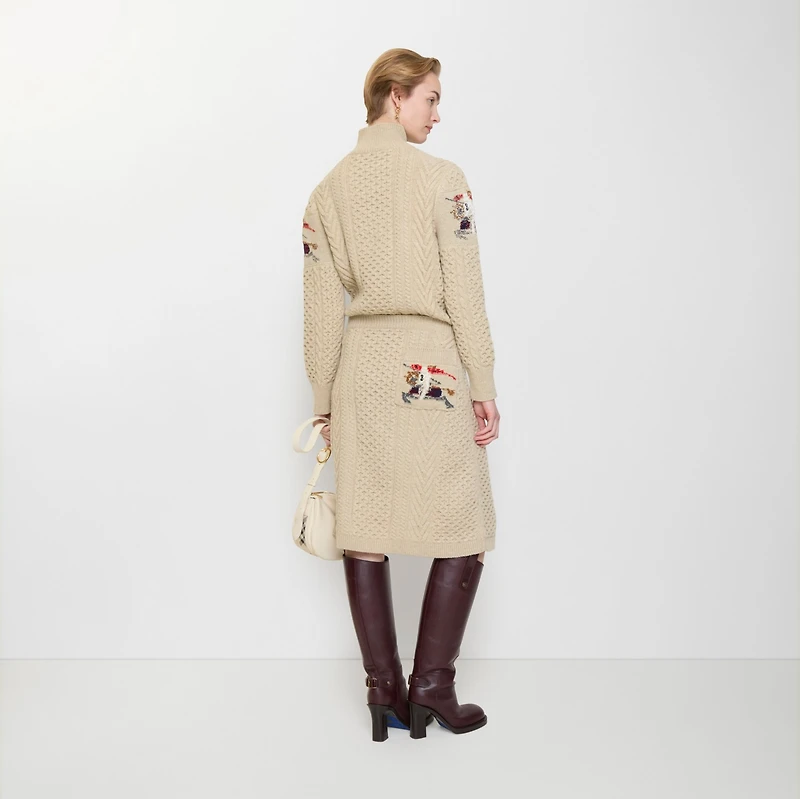 EKD Aran Knit Wool Skirt in Beige melange - Women | Burberry® Official