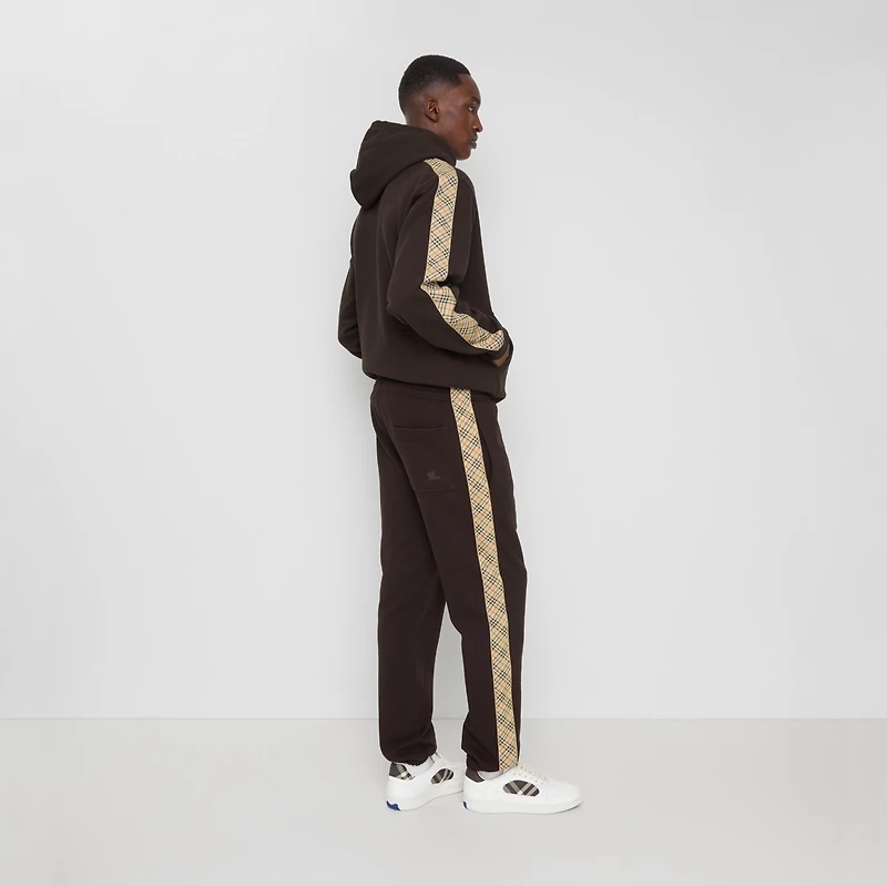 Check Trim Cotton Jogging Pants in Clove brown - Men | Burberry® Official