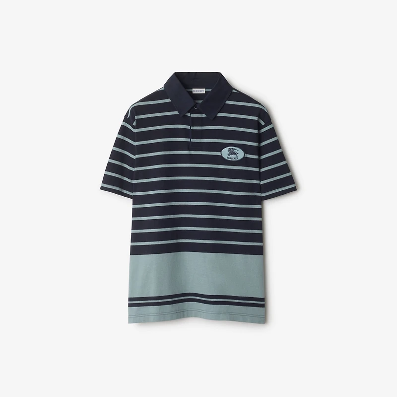 Striped Cotton Polo Shirt in Index blue - Men | Burberry® Official