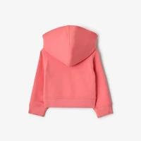 Check Trim Cotton Zip Hoodie in Pale hibiscus | Burberry® Official