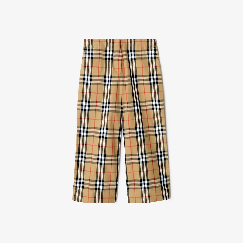 Check Cotton Trousers in Sand beige | Burberry® Official