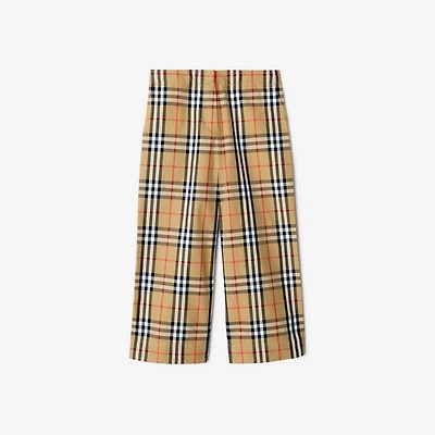 Check Cotton Trousers in Sand beige | Burberry® Official