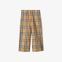 Check Cotton Trousers in Sand beige | Burberry® Official