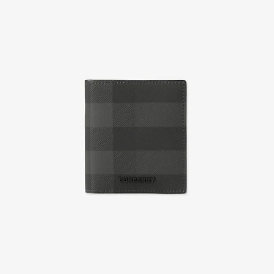 Check Folding Card Case in Charcoal - Men, Canvas | Burberry® Official