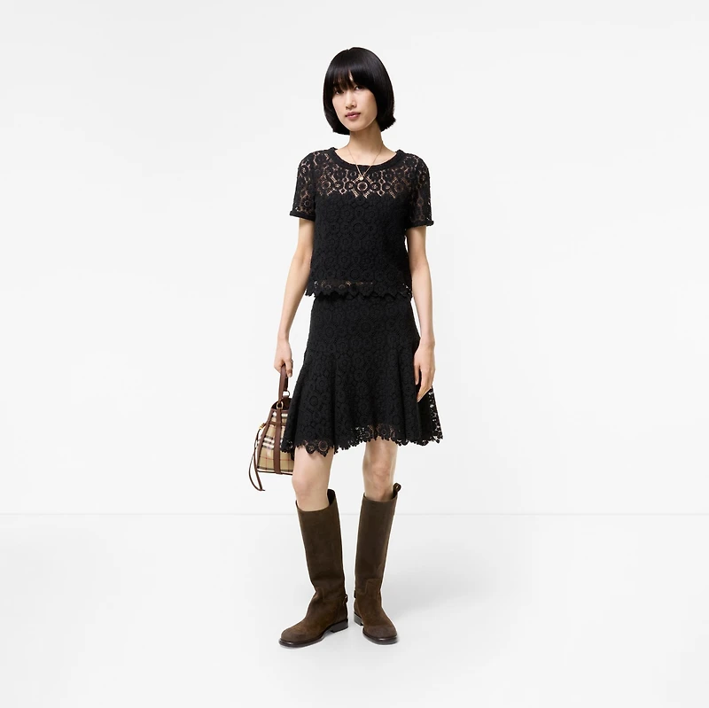 Floral Lace Skirt in Black - Women | Burberry® Official