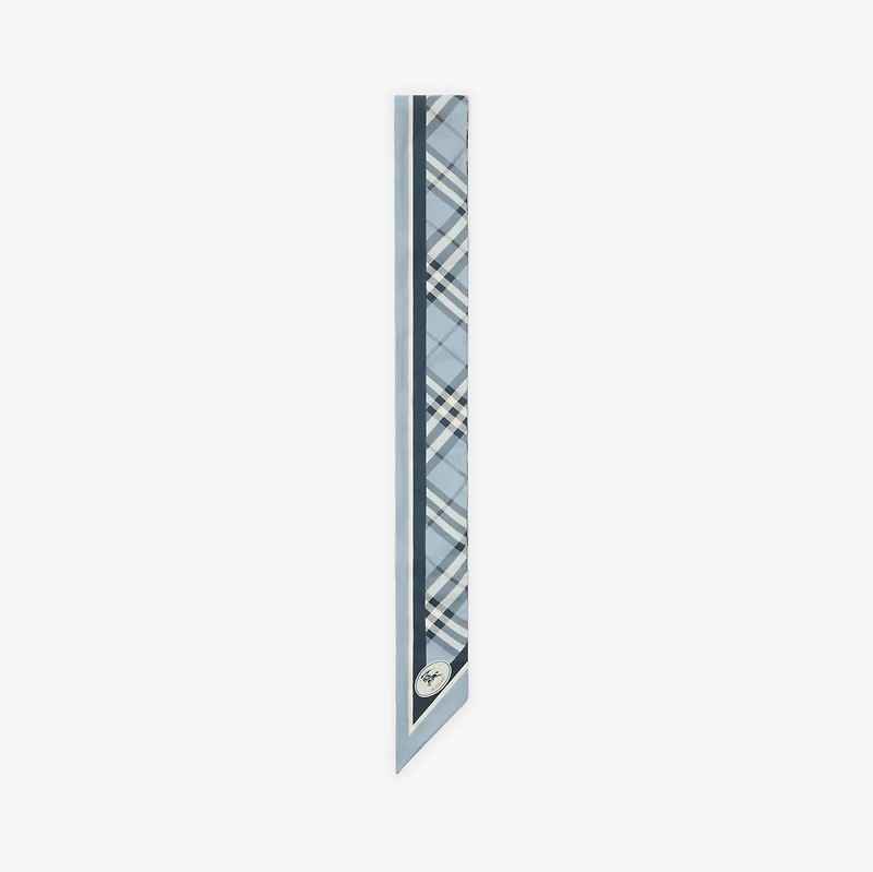 Skinny Check Silk Scarf in Bank blue | Burberry® Official