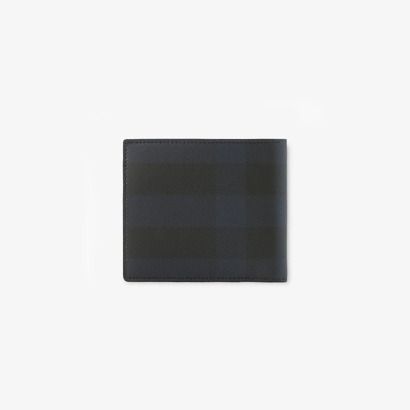 Check Bifold Coin Wallet in Navy - Men, Canvas | Burberry® Official