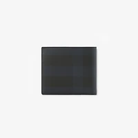 Check Bifold Coin Wallet in Navy - Men, Canvas | Burberry® Official