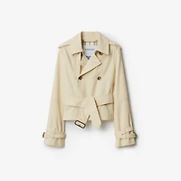 Cropped Cotton Blend Trench Jacket in Alpine - Women, Tropical Gabardine | Burberry® Official