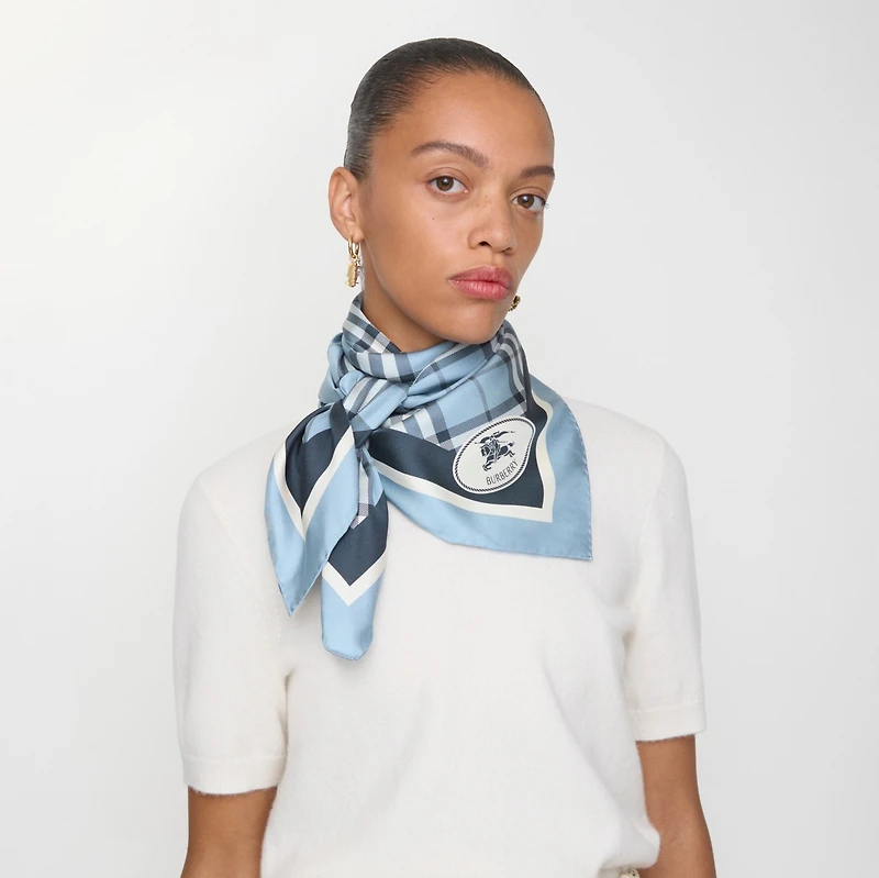 Check Silk Scarf in Bank | Burberry® Official