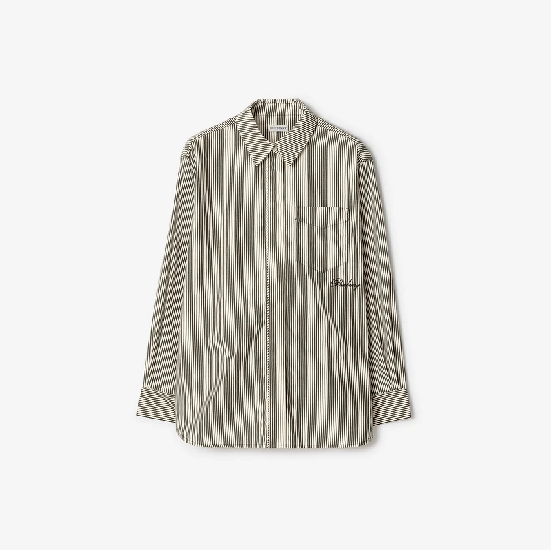 Striped Cotton Shirt in Monochrome - Women | Burberry® Official