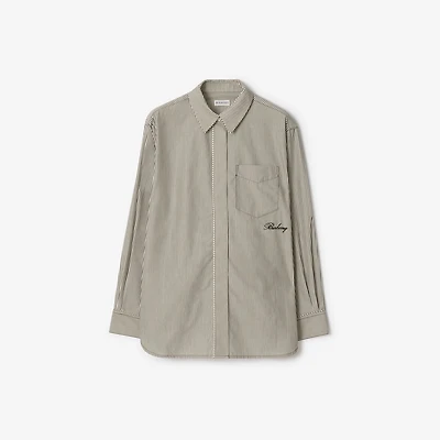 Striped Cotton Shirt in Monochrome - Women | Burberry® Official