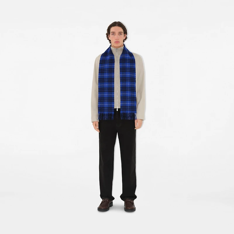 Narrow Check Cashmere Scarf in Knight | Burberry® Official