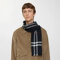 Wide Check Wool Scarf in Ink | Burberry® Official
