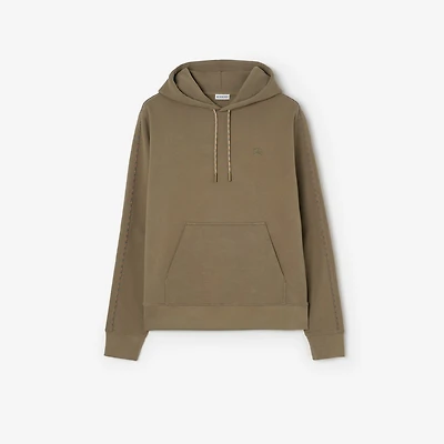 Check Piping Cotton Hoodie in Finch brown - Men | Burberry® Official