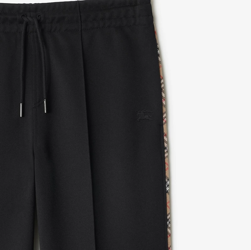 Check Trim Cotton Blend Track Pants in Black - Women | Burberry® Official