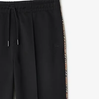 Check Trim Cotton Blend Track Pants in Black - Women | Burberry® Official