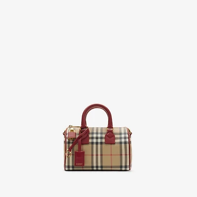 Mini Check Bowling Bag in Archive beige/ruby red - Women | Burberry® Official