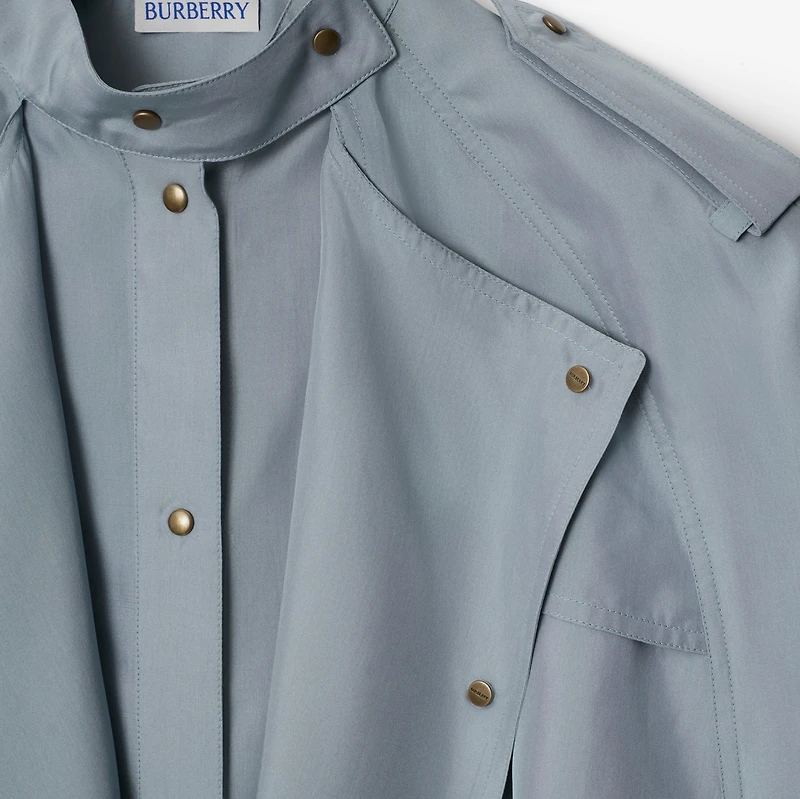 Silk Cape Top in Gale - Women | Burberry® Official