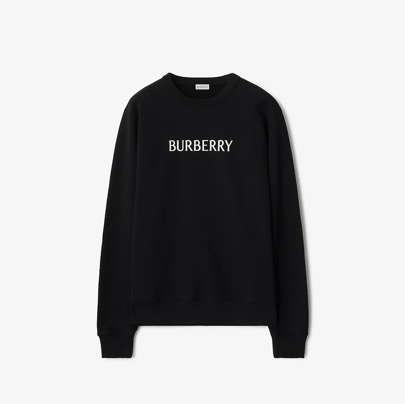 Logo Cotton Sweatshirt in Black - Men | Burberry® Official