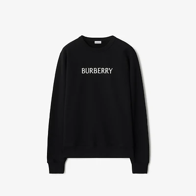 Logo Cotton Sweatshirt in Black - Men | Burberry® Official