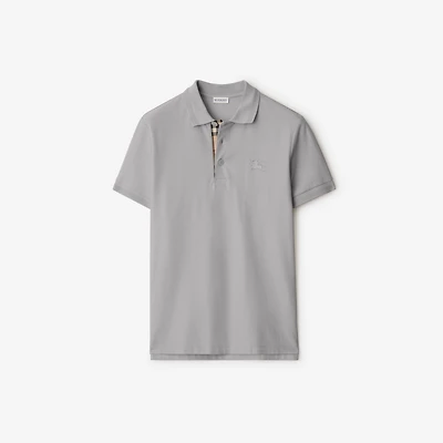 Cotton Polo Shirt in Pale grey melange - Men | Burberry® Official