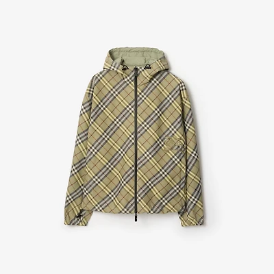 Reversible Check Hooded Jacket in Glade green - Men, Nylon | Burberry® Official