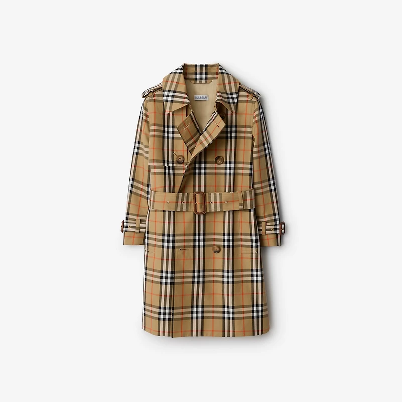 Check Cotton Twill Trench Coat in Sand beige | Burberry® Official
