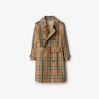 Check Cotton Twill Trench Coat in Sand beige | Burberry® Official